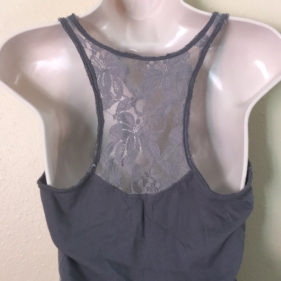 Holister M Gray Lace Jersey racer back shirt - Picture 3 of 4